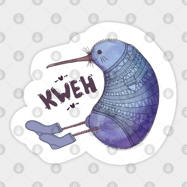 Kiwi in a sweater Sticker by XINNIEandRAE